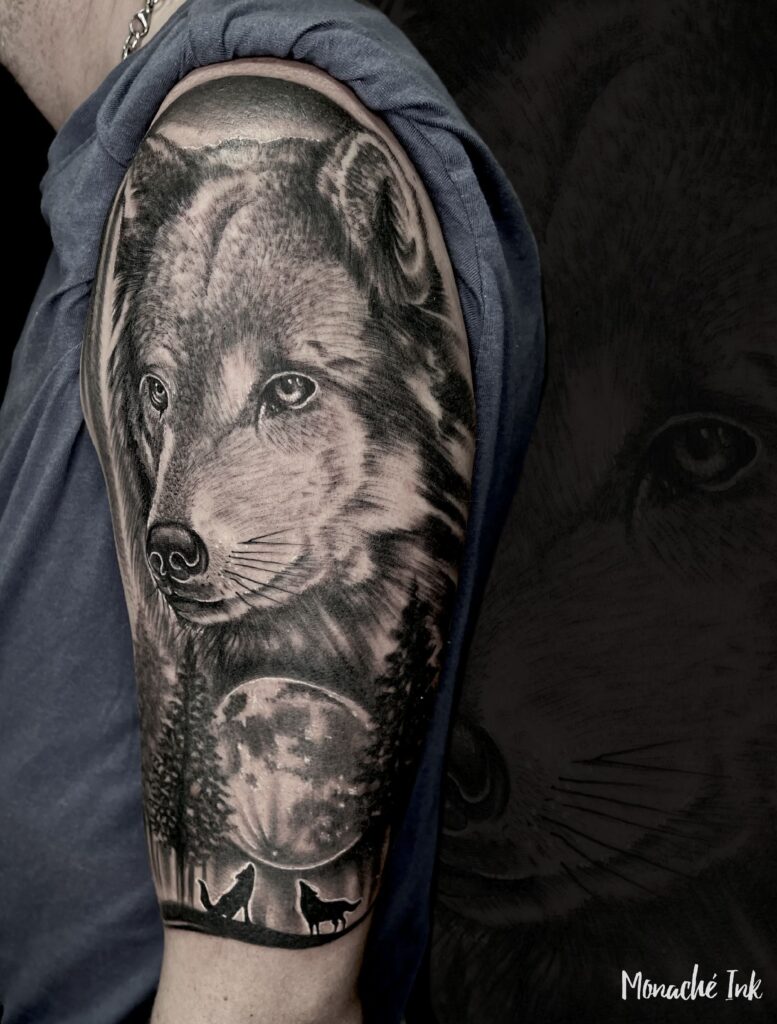 motyw wilka - tatuaż 